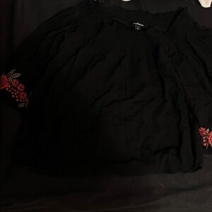 Ambiance Black Smocked Top